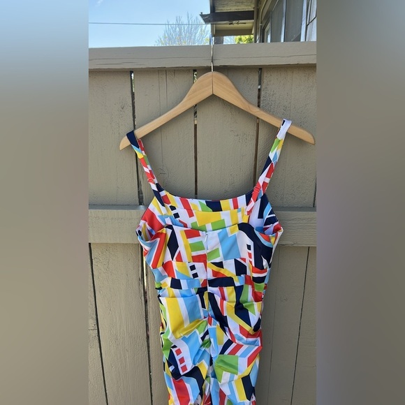 NWT Rubber Ducky Productions Geometric Print Bodycon Dress Wedding Guest Party S - Picture 7 of 7